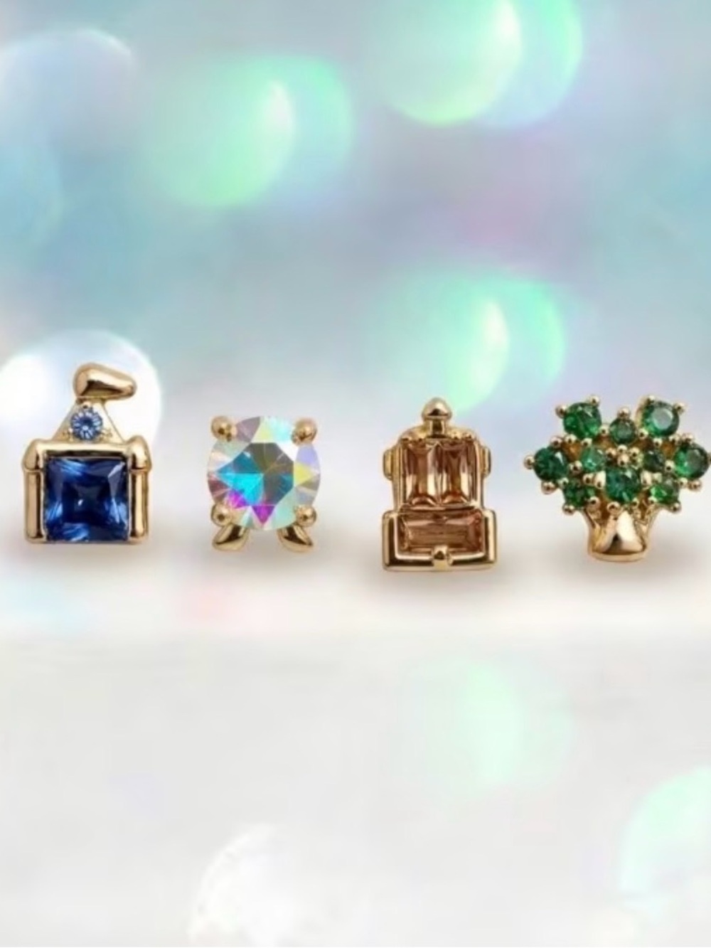 Gold Multi-Stud Set with Blue, Iridescent, Yellow,Green Walt Disney World Parks